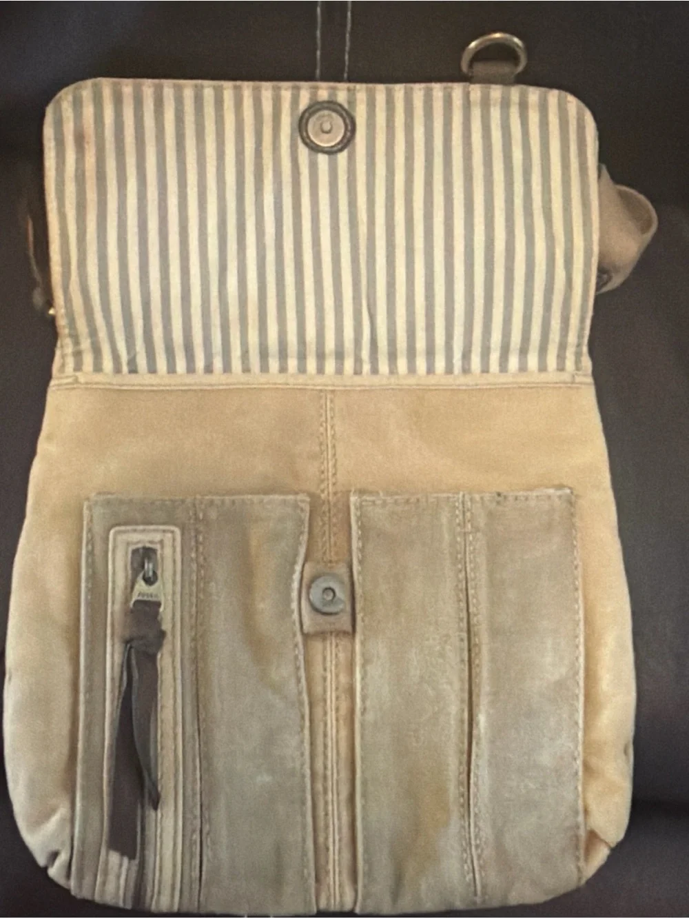 Fossil Men's Canvas Crossbody Messenger Bag in Tan Adjustable Strap